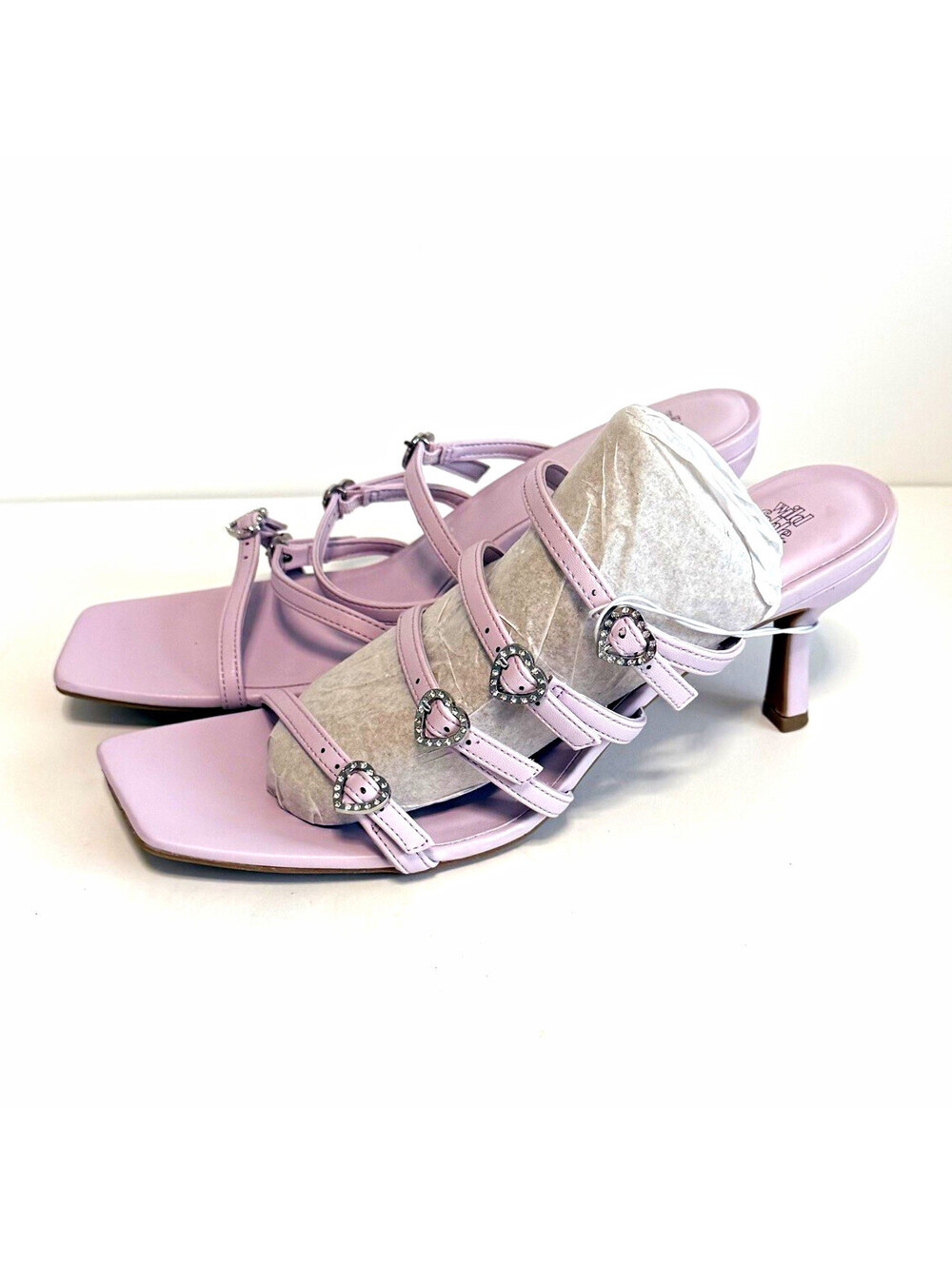 Wild Fable Britt Mule Heels Women’s Size 12 Purple Heart Buckle Strappy NWT